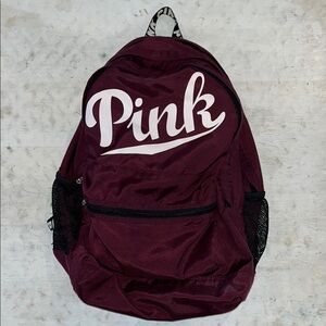 Victoria's Secret PINK Campus Backpack Black Orchid White Logo